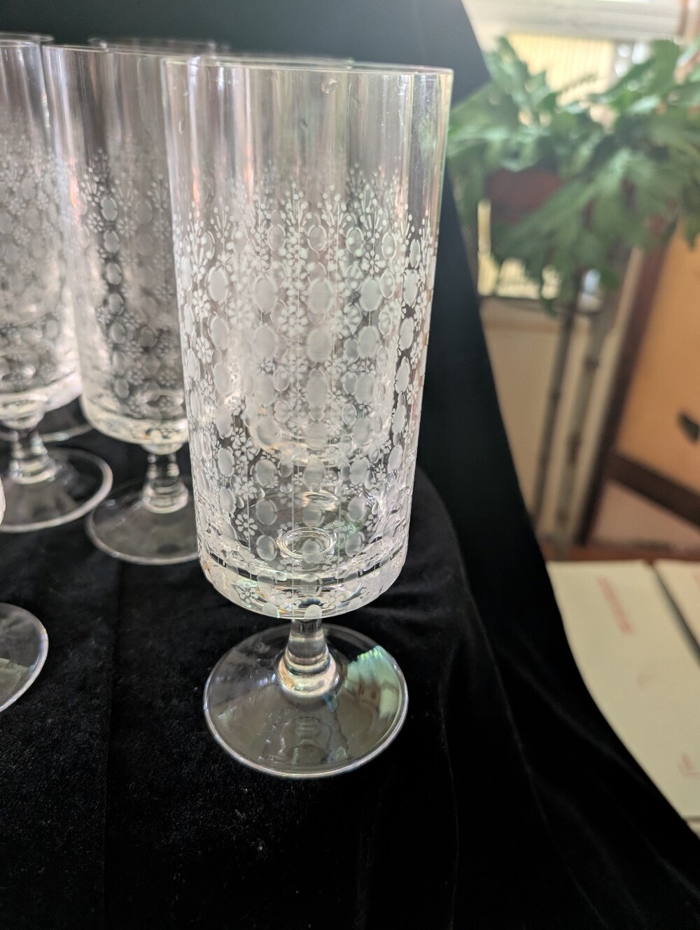 Rare Vintage Rosenthal Clear Etched Glass Stemware Set with Floral MotifVintage